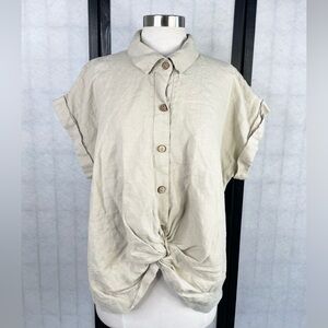 Cream Button-Up Women Top